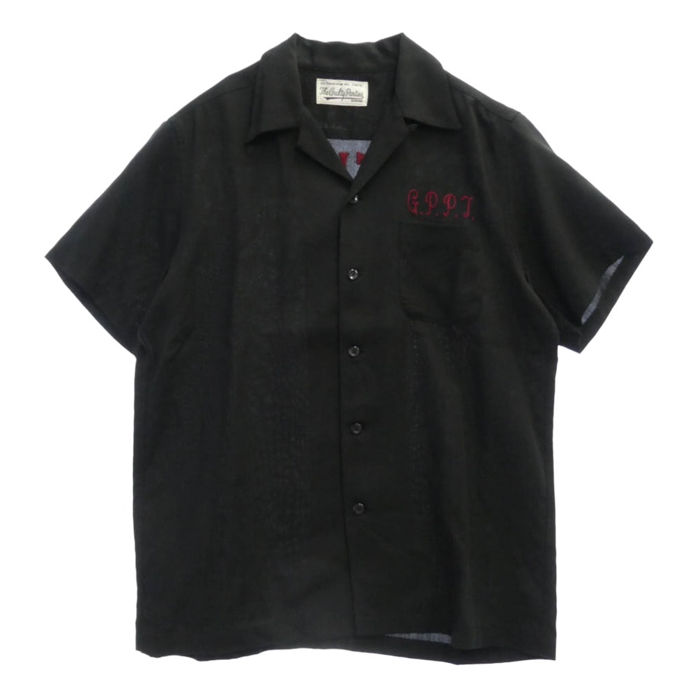 WACKO MARIA ワコマリア 半袖シャツ the guilty parties バックロゴ レーヨン 半袖 ボーリング オープンカラー シャツ ブラック系 M【中古】