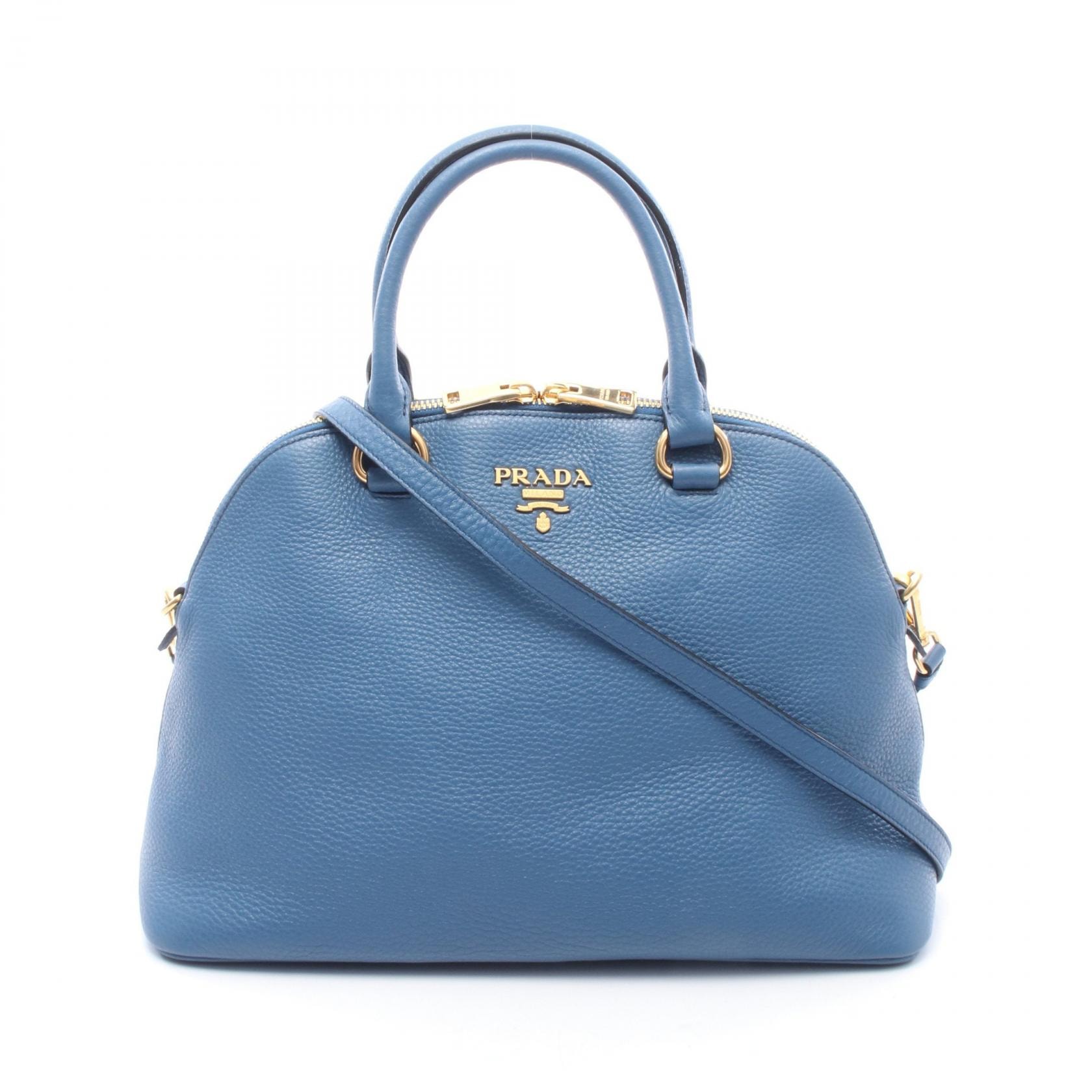 プラダ PRADA ヴィッテロダイノ 2WAY ハンドバッグ バッグ レザー レディース ブルー系 【中古】