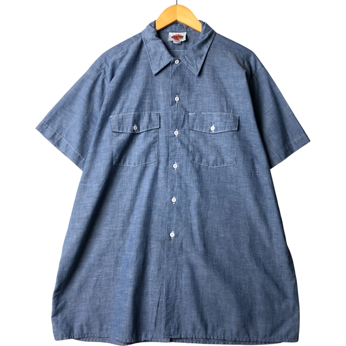 古着 90年代 ディッキーズ Dickies 半袖 シャンブレーシャツ ボックスシャツ USA製 メンズXL相当 ヴィンテージ/eaa572348
