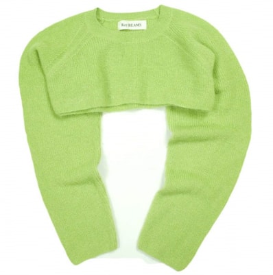 Ray BEAMS レイビームス 22AW アゼアミクロップドクルーネックニット 61-15-0057-556 FREE Green セーター 畦編み トップス g23451