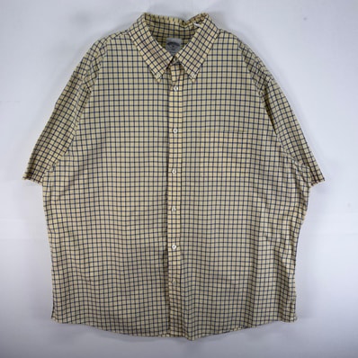 古着 ブルックスブラザーズ Brooks Brothers 半袖シャツ 胸ポケ REGENT XL イエロー系 チェック メンズ