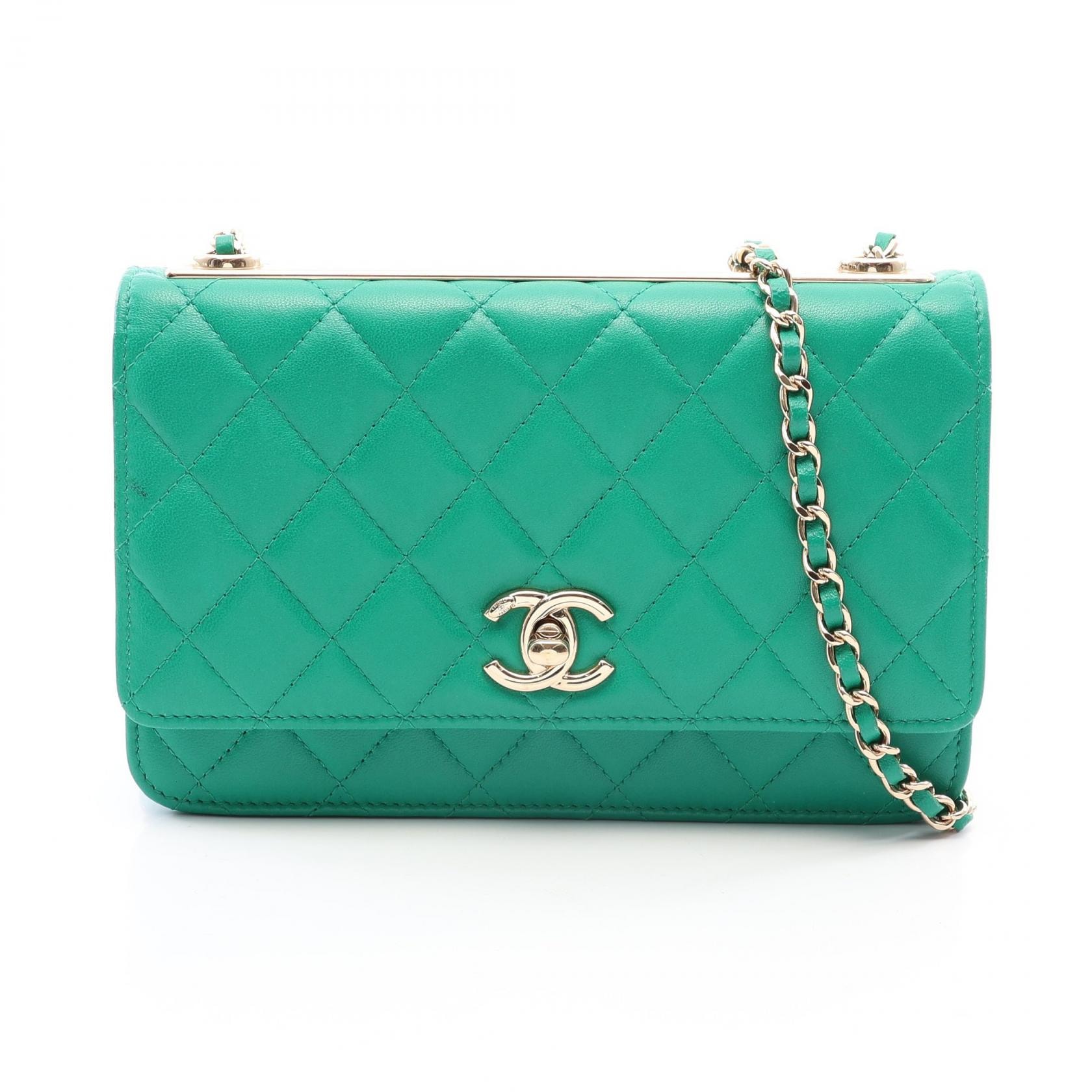 シャネル CHANEL トレンディCC マトラッセ ショルダーバッグ バッグ ラムスキン(羊革) レディース グリーン系 【中古】