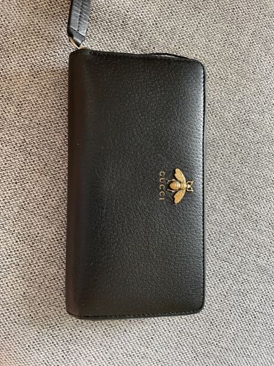 GUCCI Animalier Leather Zip Around Wallet