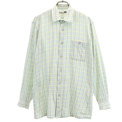 Christian Dior MONSIEUR クリスチャンディオール ムッシュ 90s オールド チェック柄 長袖 シャツ M 水色