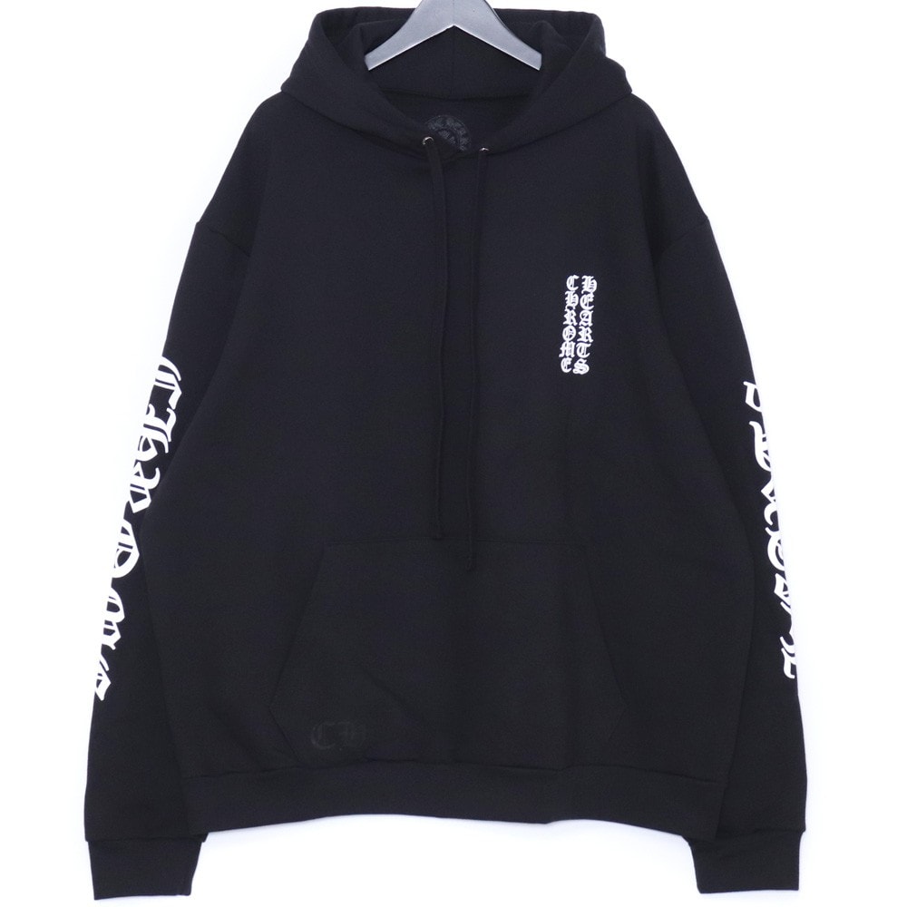 Chrome Hearts Vertical Logo Pullover Hoodie "Black/White"