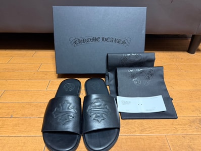 Chrome Hearts CH Plus Patch Leather Slide Sandal "Black"