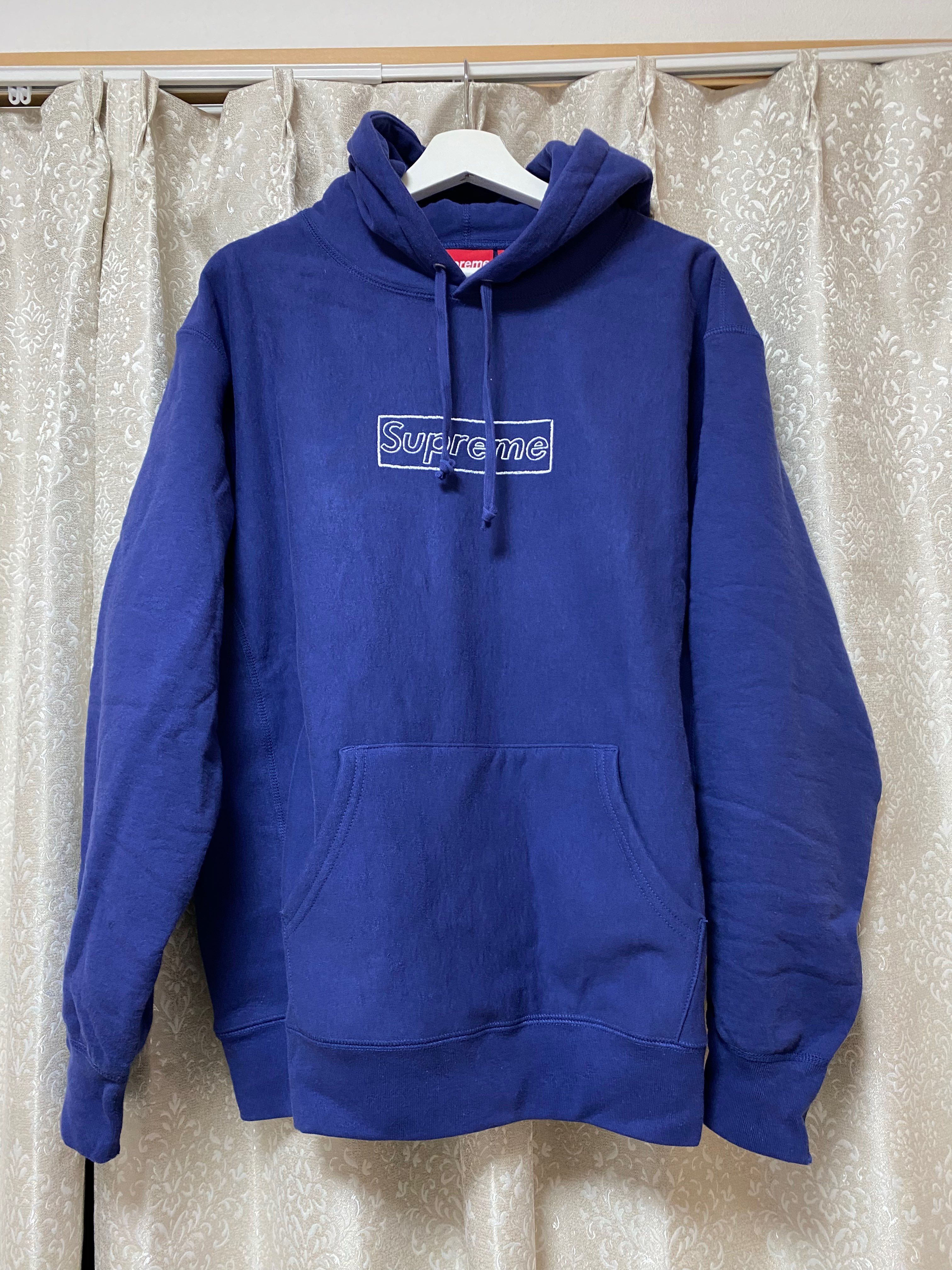 Supreme KAWS Chalk Logo Hooded Sweatshirt "Washed Navy"(2021)