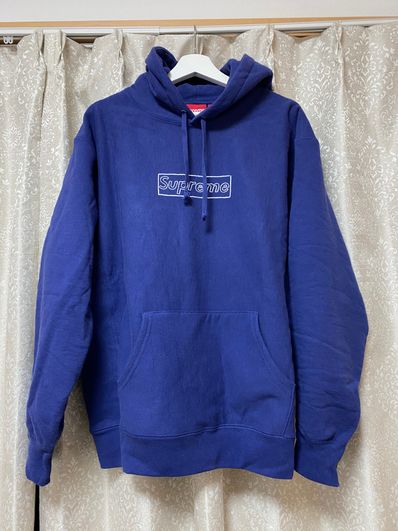Supreme KAWS Chalk Logo Hooded Sweatshirt "Washed Navy"(2021)