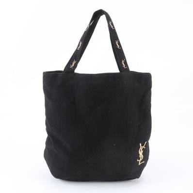 ■極美品 イヴ サンローラン YSL ロゴ 刺繍トート バッグ