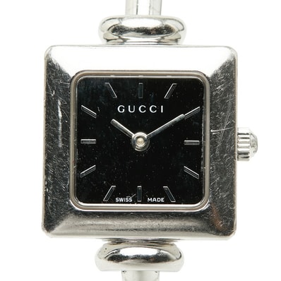 グッチ 腕時計 バングルウォッチ 1900L クオーツ ブラック文字盤 ステンレススチール レディース GUCCI 【中古】