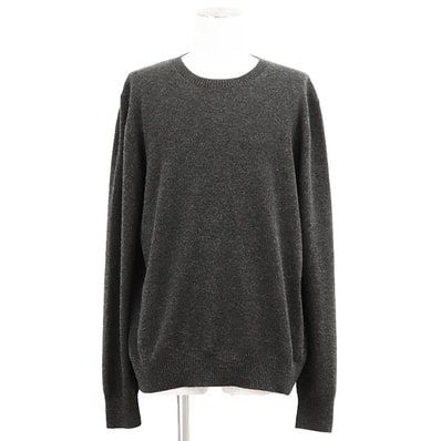 【美品】Dior ディオール ニット カシミヤ100% サイズ XXL メンズ クルーネック ロングスリーブ 長袖 無地 トップス ダークグレー 灰色 イタリア製