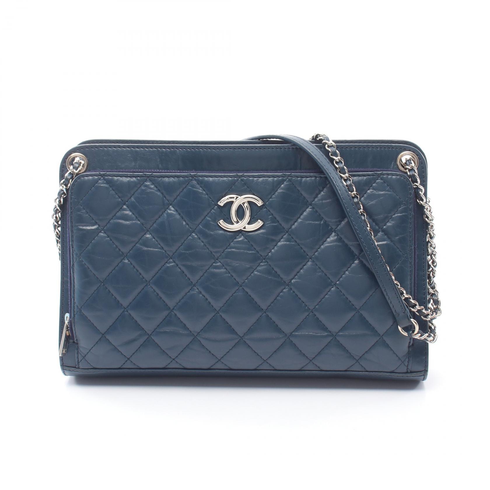 シャネル CHANEL マトラッセ ショルダーバッグ バッグ レザー レディース ブルー系 【中古】