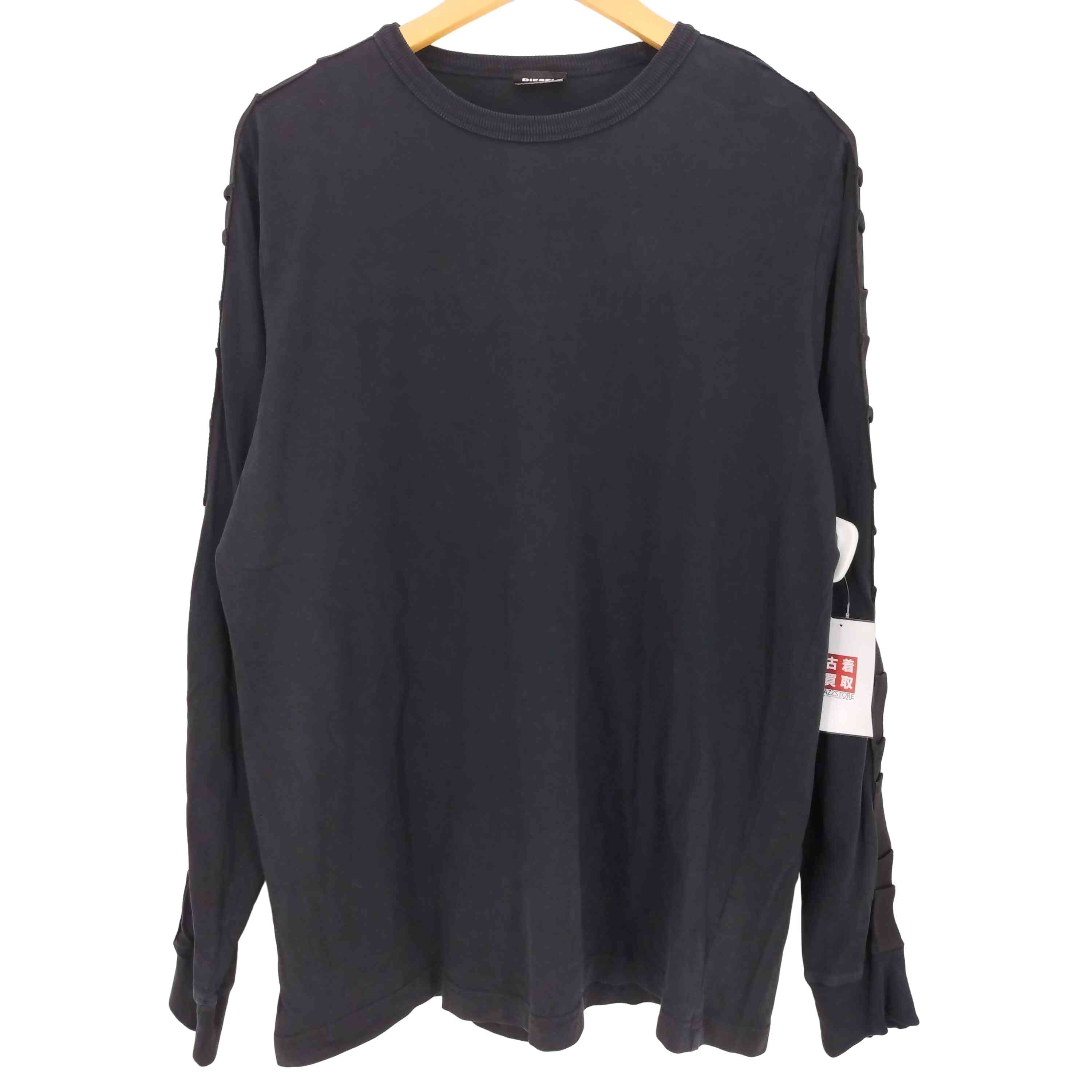 T-JUST-LS-BX3 生地切替 クルーネック長袖Tシャツ【1142866055486】