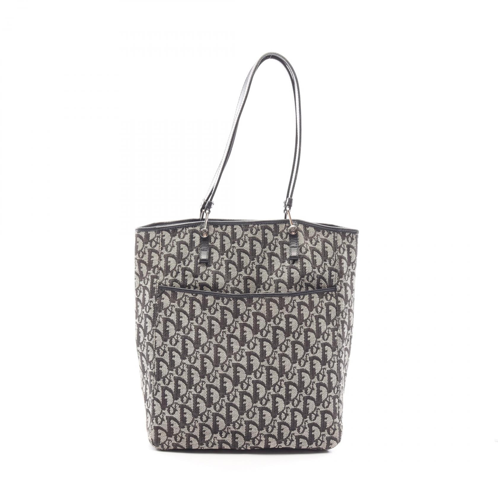ディオール Dior トロッター トートバッグ バッグ キャンバス レザー レディース ブラック系 / アイボリー系 【中古】