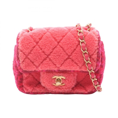 シャネル CHANEL ミニマトラッセ ショルダーバッグ バッグ ファブリック ボア レディース ピンク系 【中古】