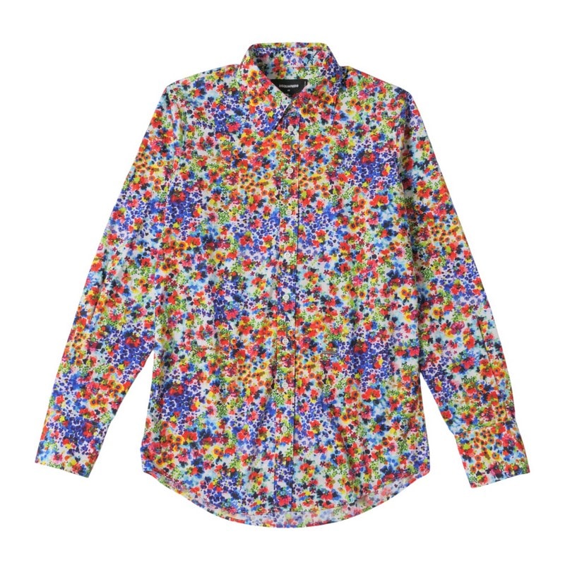 ■美品■2023年製■DSQUARED2 ディースクエアード Bob 長袖シャツ サイズ46 花柄 フラワープリント イタリア製 ブランド古着【中古】20241219/RA2686