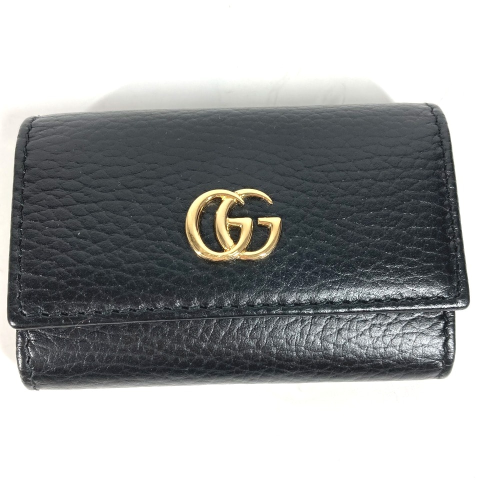 グッチ GUCCI GGマーモント 456118 鍵 6連 キーケース レザー ブラック 美品