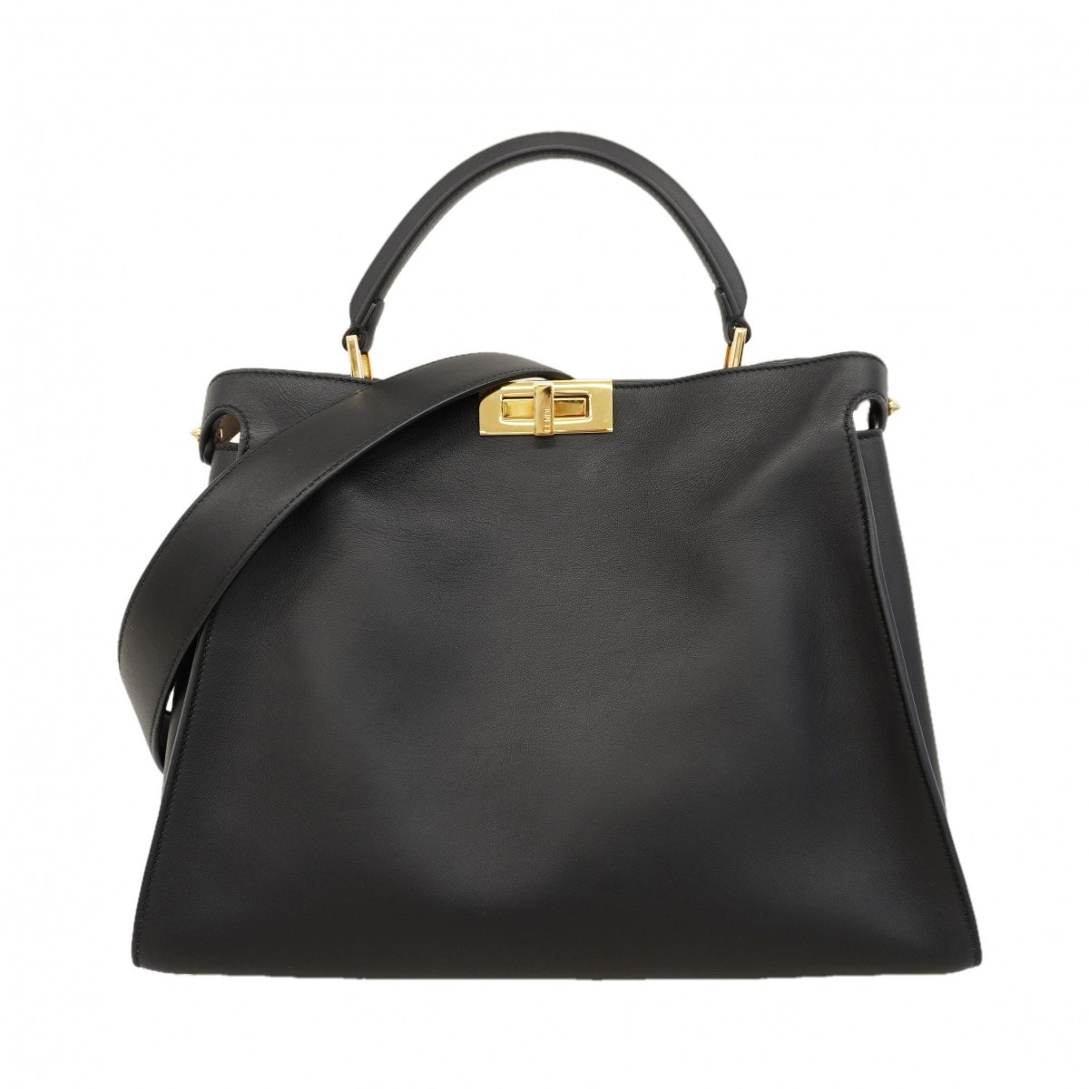 【6dc3797】フェンディ ハンドバッグ ピーカブーエッセンシャリー レザー ブラック ゴールド金具 2wayバッグ【中古】レディース