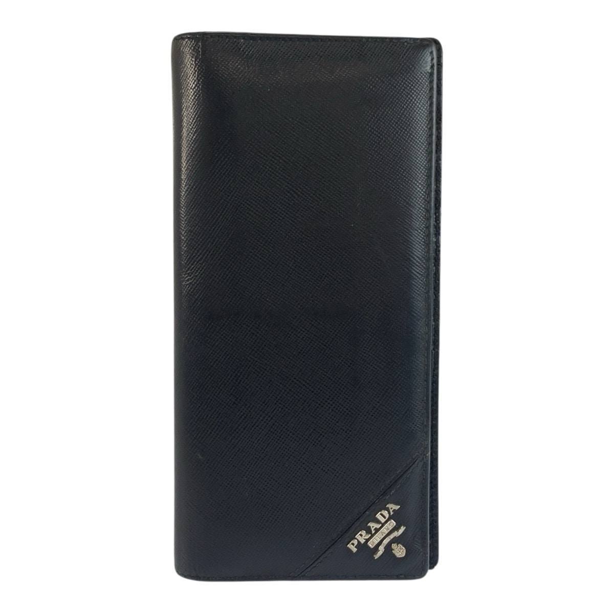 PRADA プラダ サフィアーノ ブラック 黒 シルバー金具 レザー 長財布 ロングウォレット 603396 【中古】