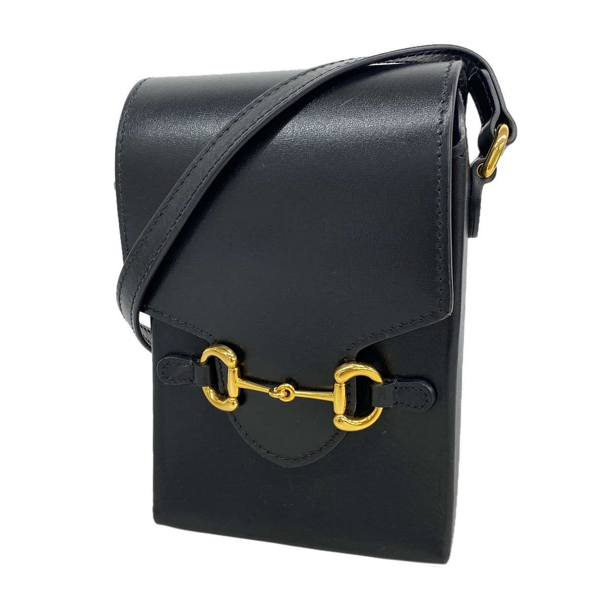 【6hc2457-k】グッチ ショルダーバッグ ホースビット 625615 レザー ブラック ゴールド金具【中古】レディース