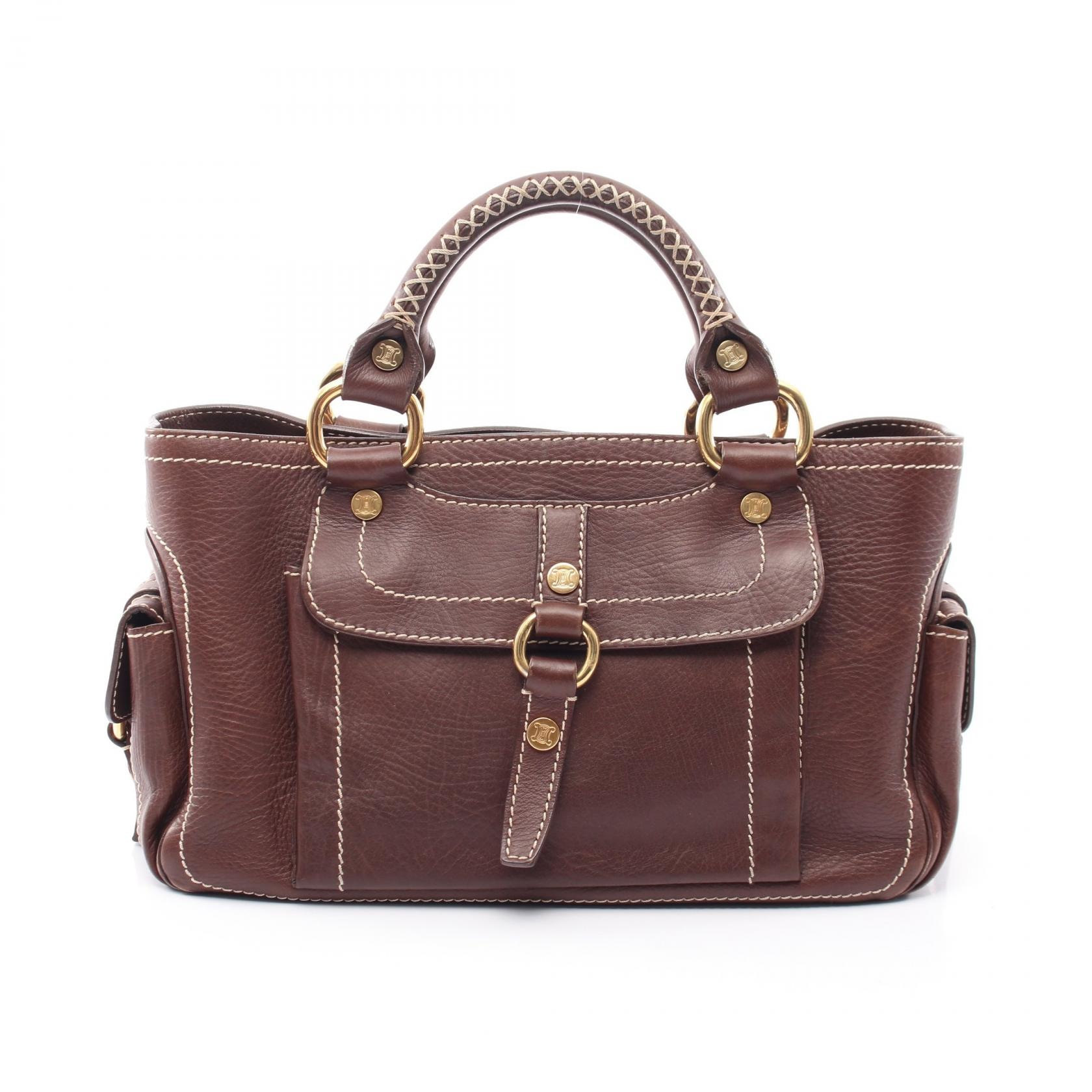 セリーヌ CELINE ブギーバッグ ハンドバッグ バッグ レザー レディース ブラウン系 【中古】