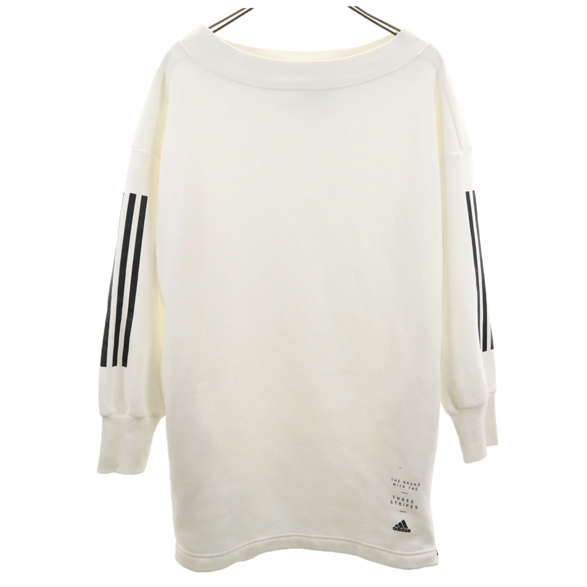 adidas アディダス 長袖 スウェット チュニック M ホワイト 裏起毛
