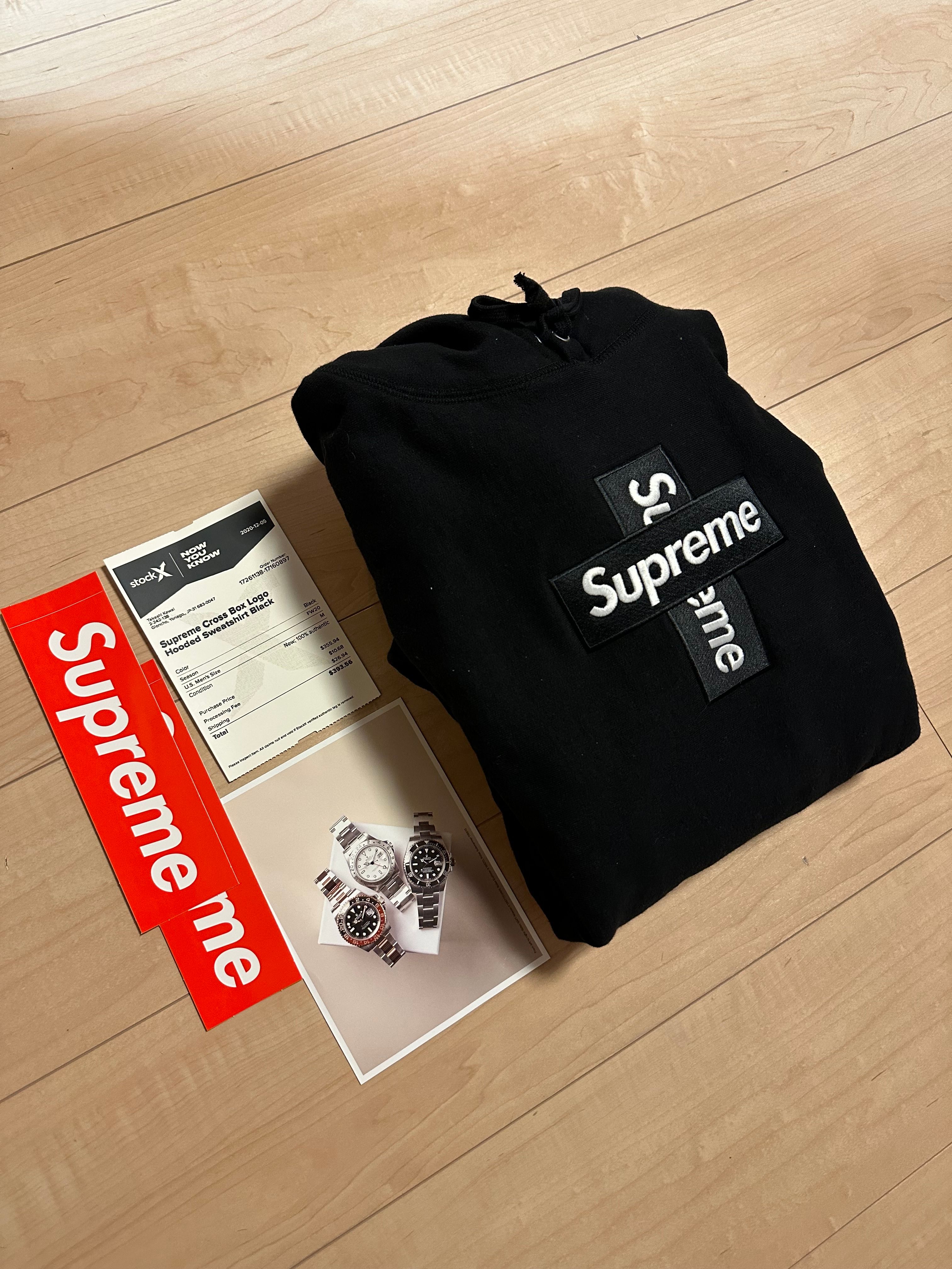 Supreme Cross Box Logo Hooded Sweatshirt "Black"