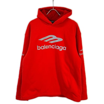 バレンシアガ 23年 レッド 773685 TPVQ6 裏起毛 パーカー L