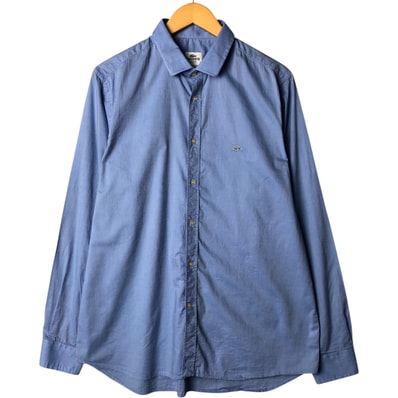 古着 ラコステ LACOSTE SLIM FIT ワイドカラー 長袖 コットンシャツ 44 メンズL相当/eaa575798