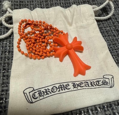 Chrome Hearts Rubber Small CH Cross Silicon Necklace "Orange"