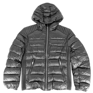 PRADA プラダ ダウンジャケット アウター トライアングルロゴ 46 SGA654 ネイビー 紺 シルバー金具 ナイロン メンズ 冬 美品【中古品】