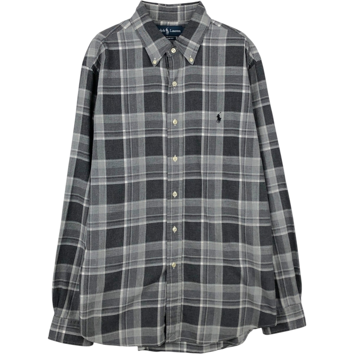 古着 ラルフローレン Ralph Lauren CUSTOM FIT 長袖 ボタンダウンチェックシャツ 中国製 メンズL相当/eaa652089