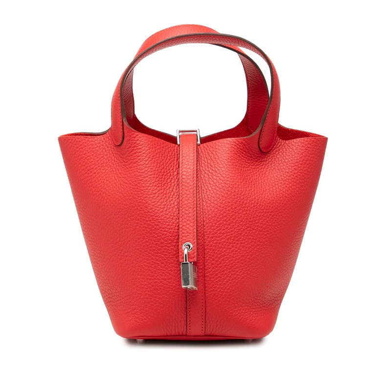 エルメス ピコタンロックPM ハンドバッグ レッド系 シルバー金具 トリヨンクレマンス レディース HERMES 【中古】