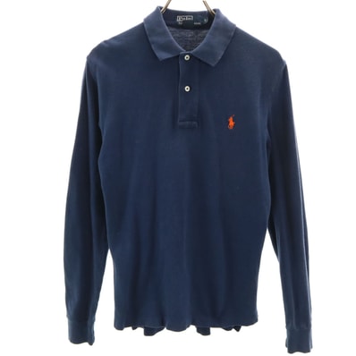 Polo by Ralph Lauren ポロバイラルフローレン 長袖 ポロシャツ S ネイビー系 鹿の子地