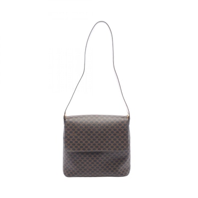 セリーヌ CELINE マカダム ショルダーバッグ バッグ PVCコーティングキャンバス レザー レディース ブラック系 / ブラウン系 【中古】