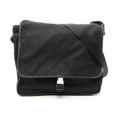 プラダ PRADA ショルダーバッグ バッグ ナイロン サフィアーノレザー メンズ レディース ブラック系 V166 【中古】