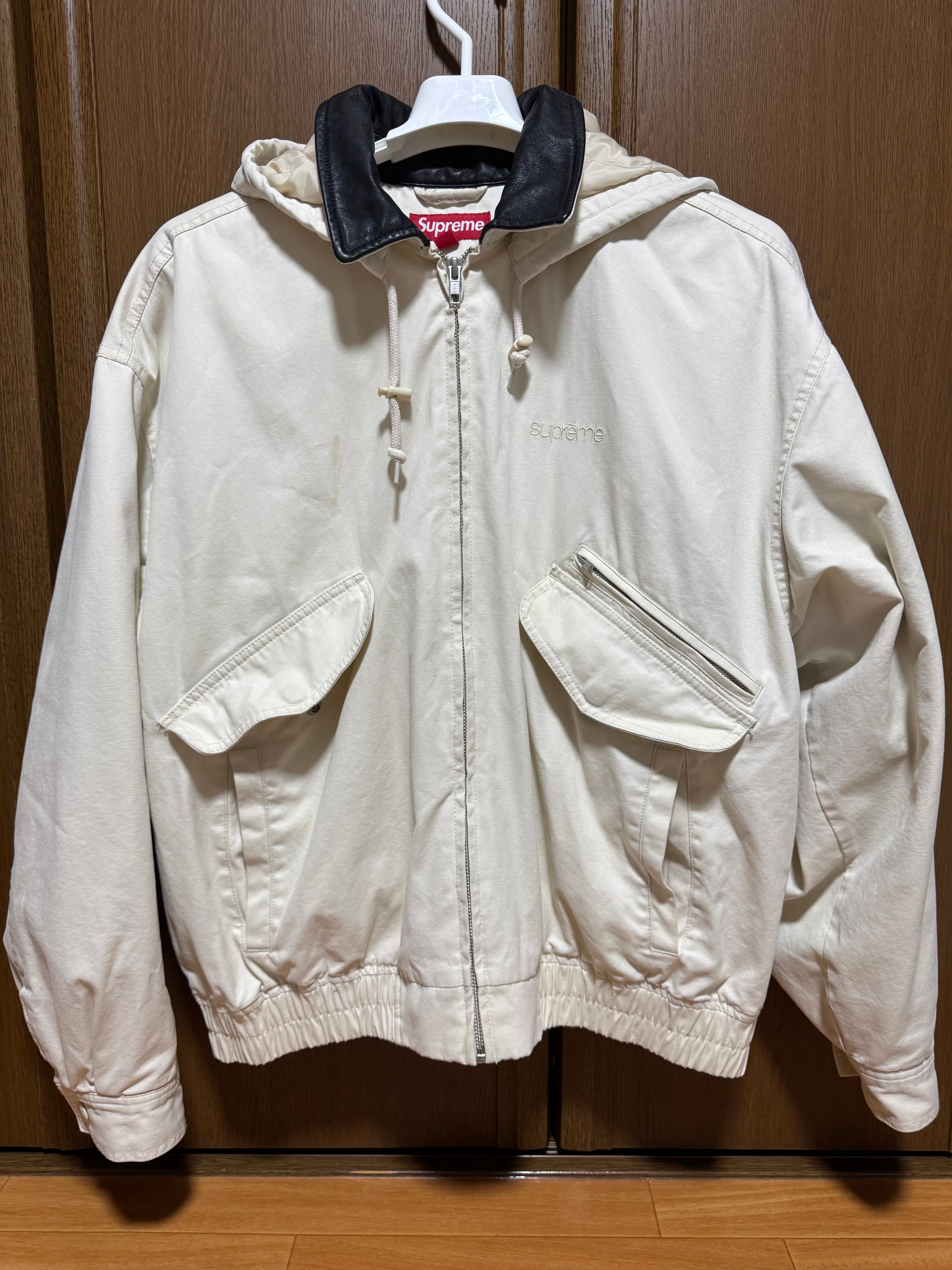 Supreme Leather Collar Utility Jacket "Stone"