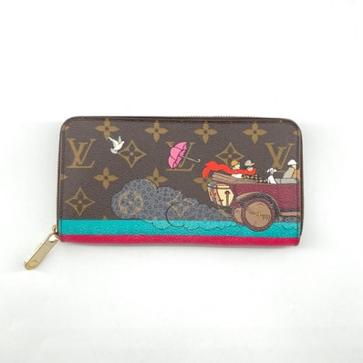 LOUIS VUITTON(ルイ・ヴィトン) モノグラム イヴァシオン ジッピーウォレット クリスマス 2015 コーティングキャンバス M61360 長財布 244.5g ブラウン×ピンク