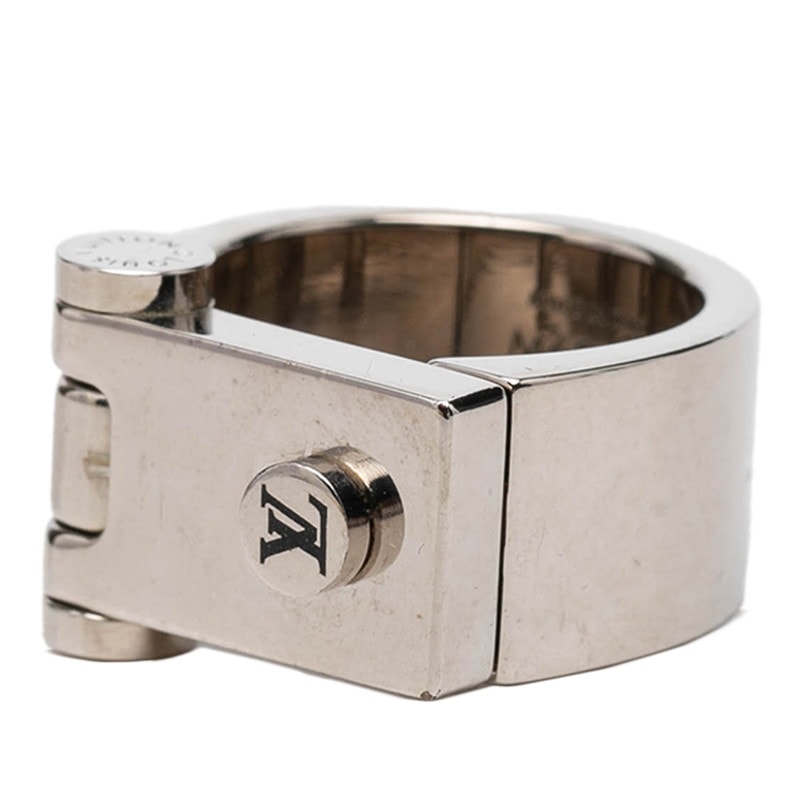 ルイ ヴィトン モノグラム ロゴ ヒンジロック リング 指輪 サイズ:M M68089 シルバー メタル メンズ LOUIS VUITTON 【中古】