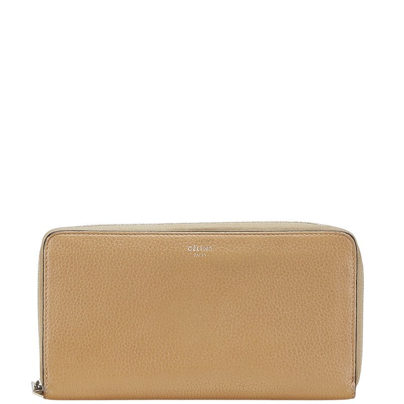 セリーヌ ロゴ 長財布 ブラウン レザー レディース CELINE 【中古】