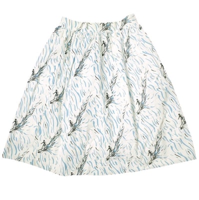 CARVEN カルヴェン カルベン サーフプリント ギャザースカート 415 J158 36 WHITE ボトムス g019671