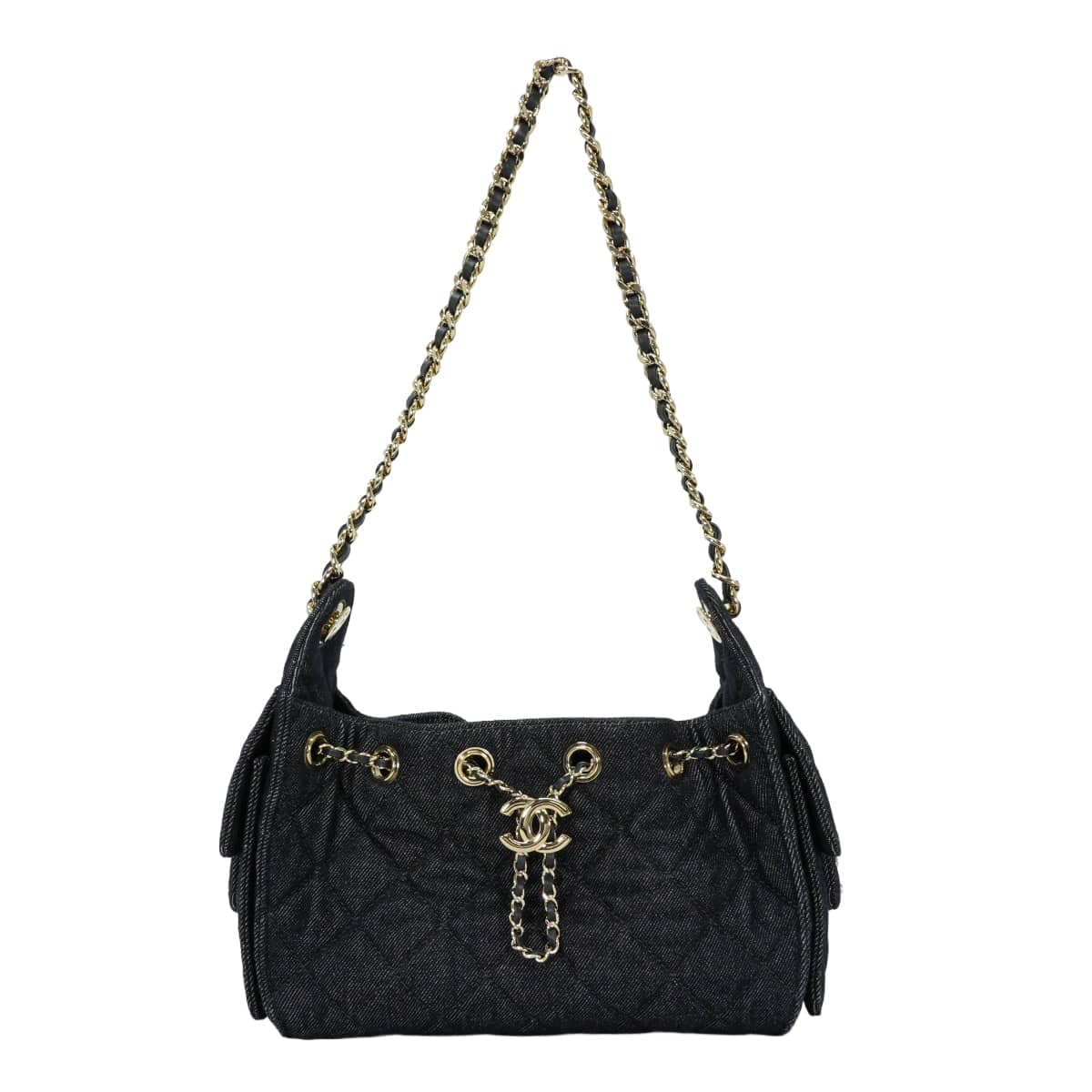CHANEL シャネル ショルダーバッグ シャネル25 マトラッセ ミニ チェーン インディゴ デニム シャンパンゴールド金具 AS5631 新品同様【中古】