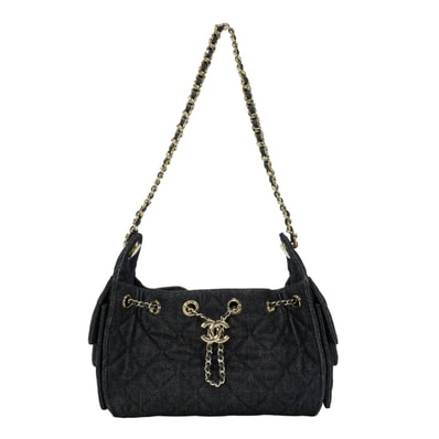 CHANEL シャネル ショルダーバッグ シャネル25 マトラッセ ミニ チェーン インディゴ デニム シャンパンゴールド金具 AS5631 新品同様【中古】