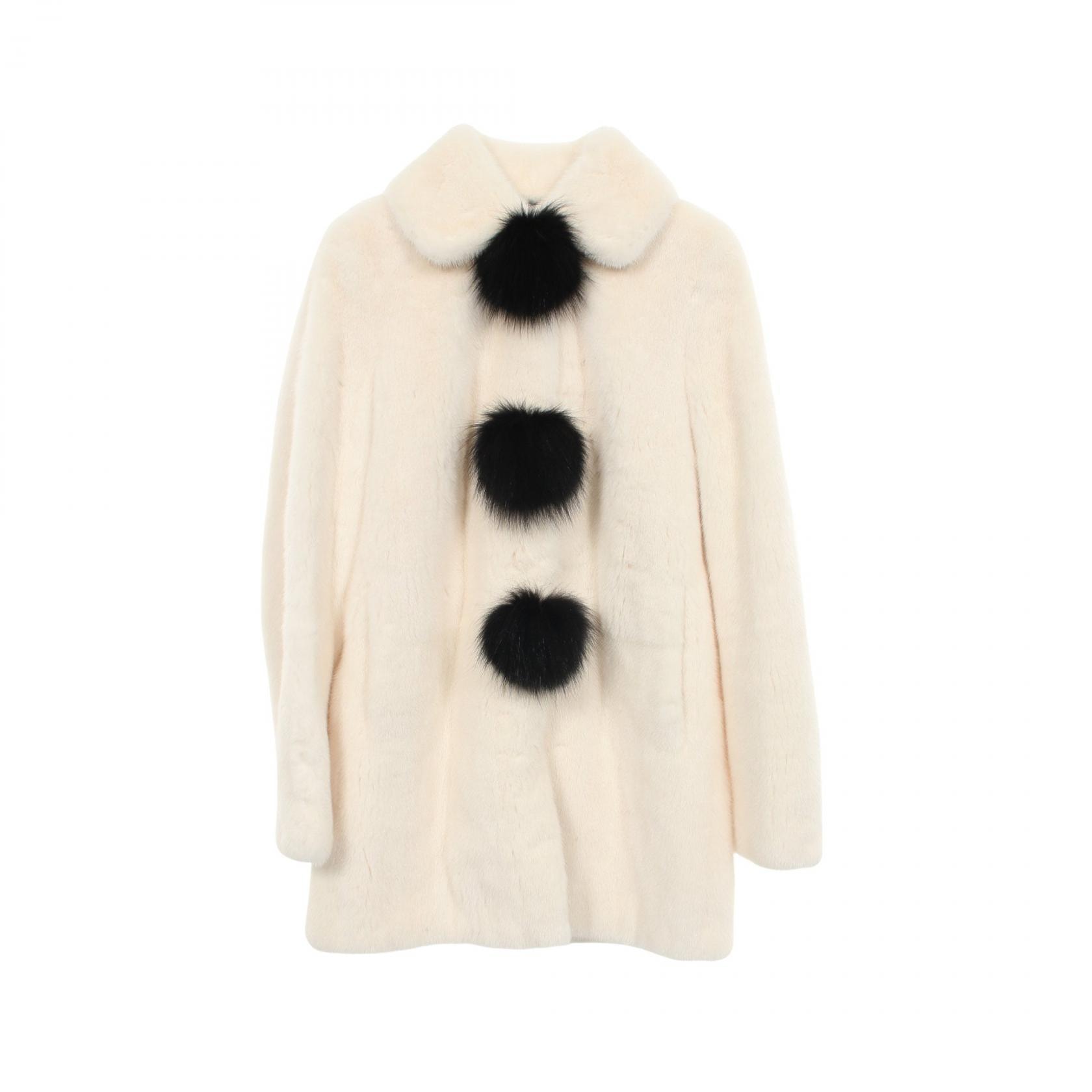 サンローランパリ SAINT LAURENT PARIS 衣料品 アウター ミンク レディース ホワイト系 / ブラック系 589020 【中古】