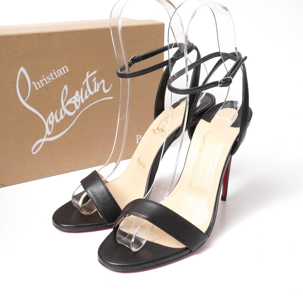■美品■Christian Louboutin クリスチャンルブタン LOUBIGIRL 100 サンダル サイズ39 アンクルストラップ ハイヒール ブランド古着【中古】20260427/RA9236