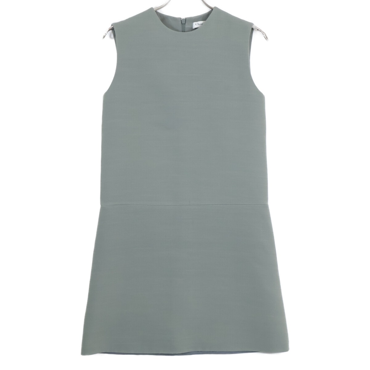 クリスチャンディオール 941R56A1166 シルク混 ウール バックジップ ノースリーブ ワンピース F 34