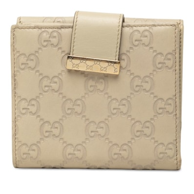 グッチ グッチシマ Wホック 二つ折り財布 212090 アイボリー ホワイト レザー レディース GUCCI 中古