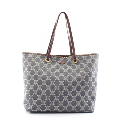 セリーヌ CELINE パリマカダム スタッズ トートバッグ バッグ デニム レザー レディース ネイビー系 / アイボリー系 / ブラウン系 【中古】