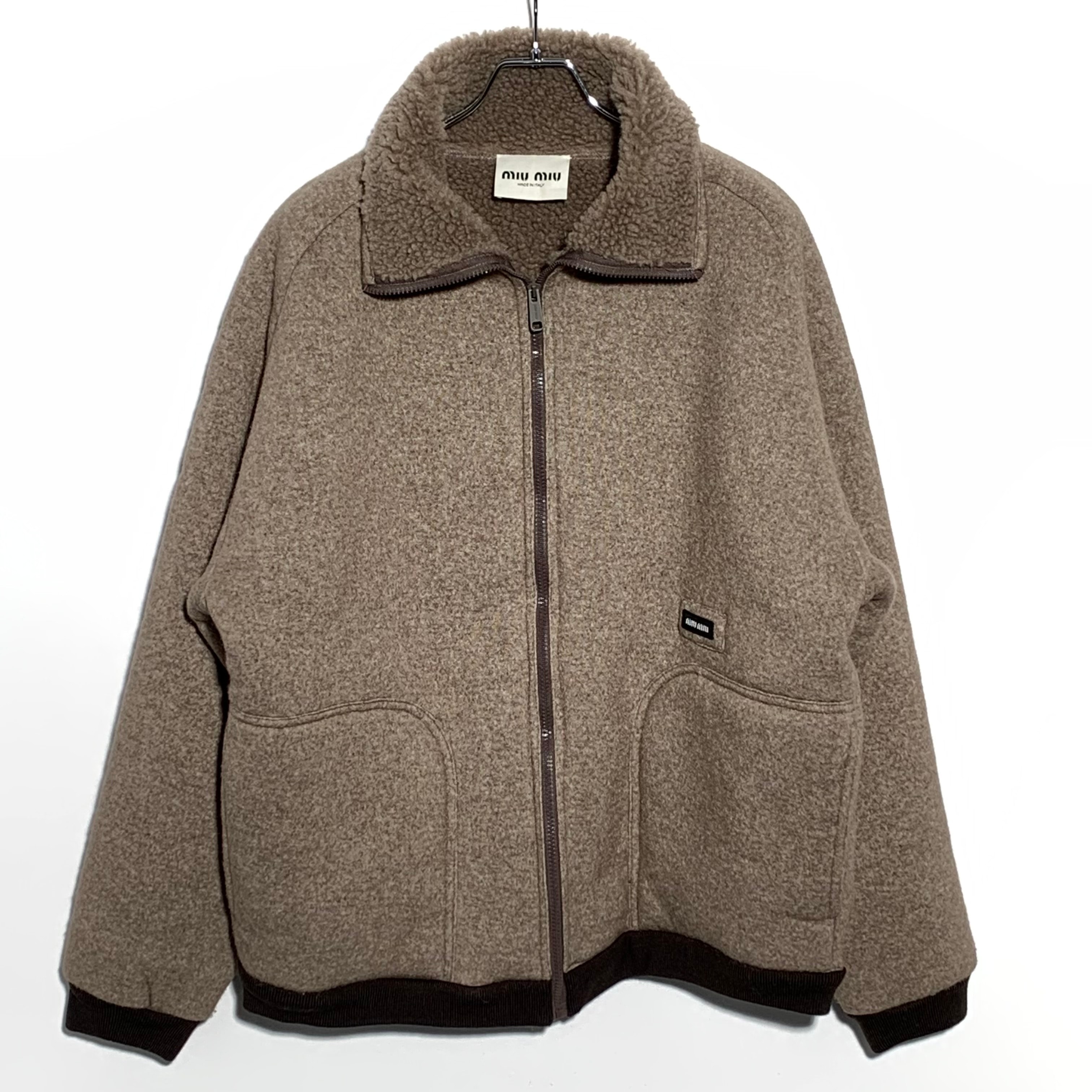 MIU MIU Women's Cotton Fleece Zipper Blouson Jacket "Cord Beige"