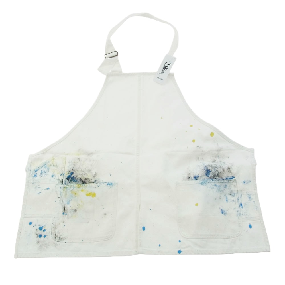atmos アトモス COOK HANDMADE PAINT DENIM ハンドメイド ペイント デニム エプロン ホワイト系【新古品】【未使用】【中古】